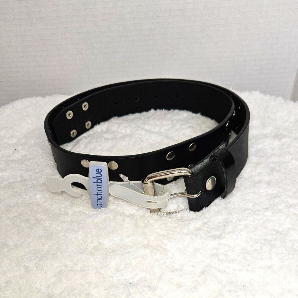 NWT Vintage Anchor Blue Black Double Grommet Punk Belt Deadstock Y2K